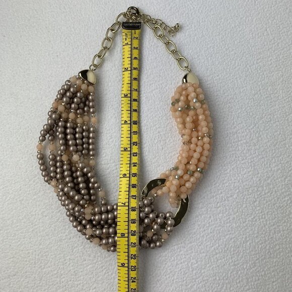 Multi Strand Beaded Necklace Choker Peach Brown NWOT - Picture 5 of 7